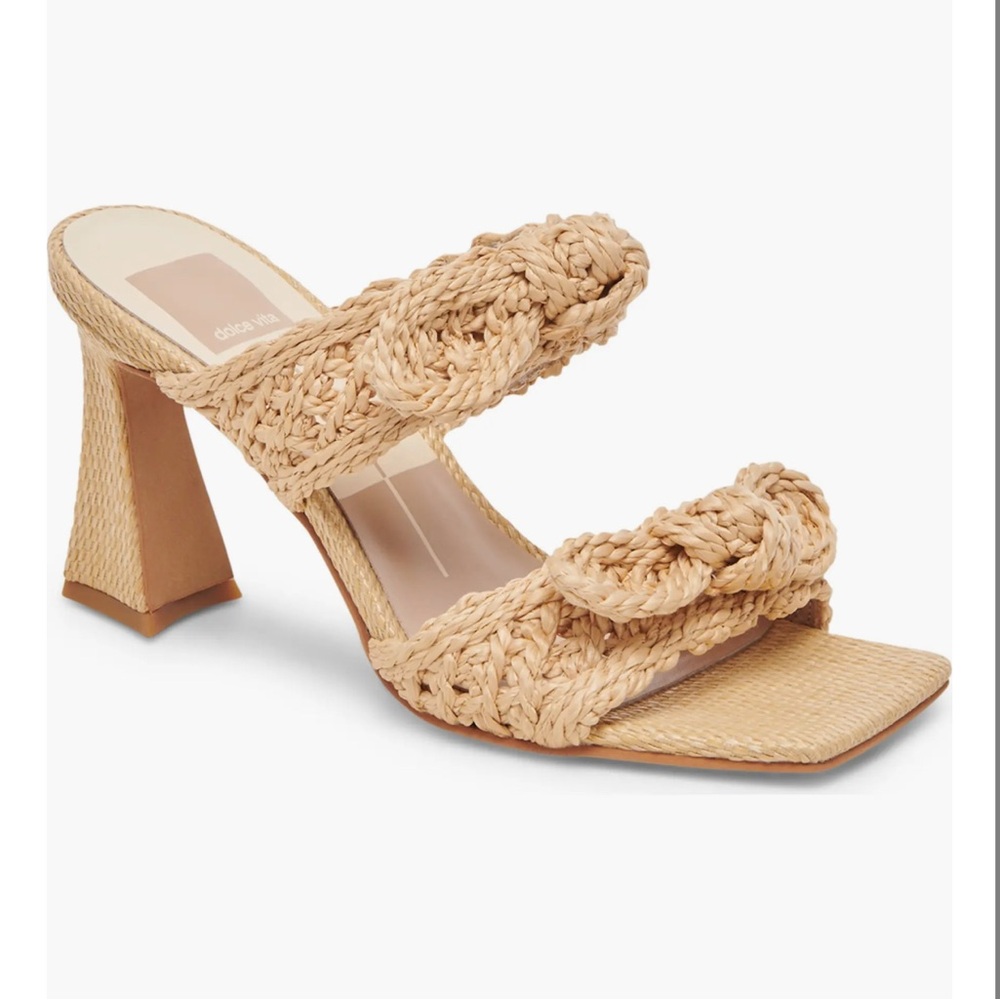 Women's Tan Woven Heeled Sandals